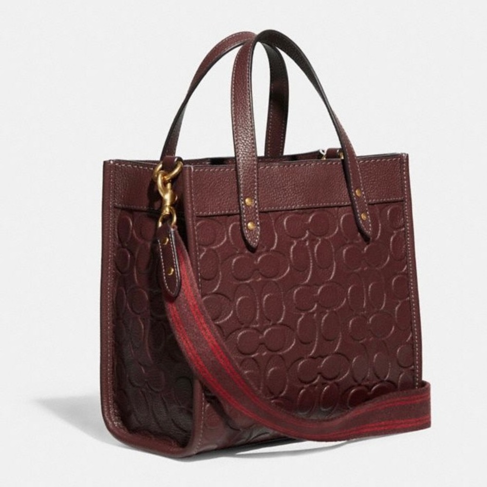 Coach Signature Leather Field Burgundy Tote Bag